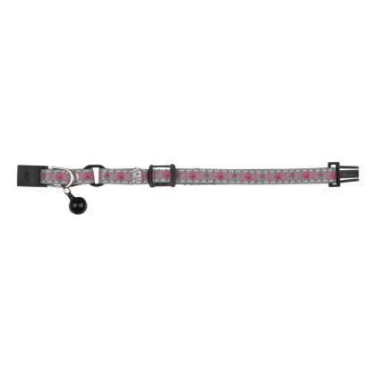 Reflektierendes Kätzchenhalsband mit Schelle grau-rosa Schelle in schwarz